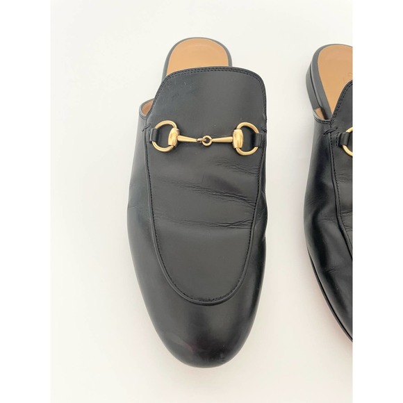 Gucci Princetown Horsebit Black Mule Shoes Loafer Leather Slipper EU 38.5 US 8.5 - Picture 2 of 10